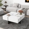 LIVAREEmlen Unique Design Coffee Table with 4 Hidden Storage Compartments, and Extendable Sliding Tabletop, UV High-gloss Design Center Table(White) - 2 of 4