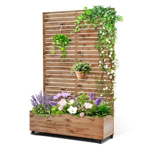 TOAOTBNBO Metal Raised Garden Bed with Trellis and Wheels, Metal Planter Box with Trellis, Garden Box for Climbing Plants, Flower - 1 of 4