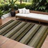 Brown Ivory And Black Striped Washable Indoor Outdoor Area Rug - 2 of 4