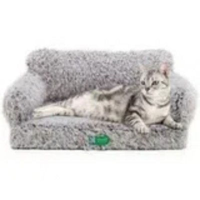Mewoofun Pet Beds Cat Bed and Pet Couch, Fluffy Soft for Medium Small Cats and Dogs, with Fashion Non Slip Bottom, Grey, 25.6"*18.1"*10.2"