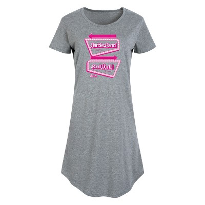 Women's - Barbie - Barbieland Real World This Way Signs Graphic T-shirt Dress
