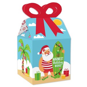 Big Dot of Happiness Tropical Christmas - Square Favor Gift Boxes - Beach Santa Holiday Party Bow Boxes - Set of 12 - 1 of 4