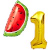 Blue Panda 47 Piece 1st Birthday Decorations for Girls, One in a Melon Banner, #1 and Watermelon Balloons, Cake Topper - 3 of 4