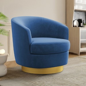 Likepay Velvet Swivel Accent Chair Barrel Chair, 360° Swivel Chair, Makeup Vanity Stool Modern Accent Chair for Living room Bedroom - 1 of 4