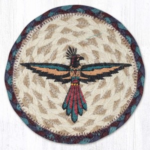 Earth Rugs Thunderbird Round Coaster – Large 7" Rustic Southwestern Accent - 1 of 3