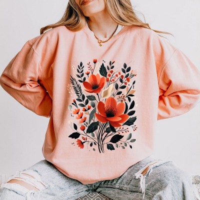 Simply Sage Market Women's Lightweight Garment Dyed Graphic Sweatshirt Rustic Flowers