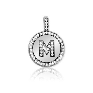 Bella Silver Sterling Silver Micro Pave Circle 18" Pendant Necklace - Available Colors: Silver, Gold - 1 of 2