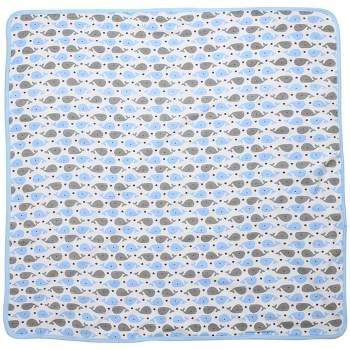 Neliblu Premium Cotton Baby Blanket Flannel with Whimsical Blue Whale Design, Blue