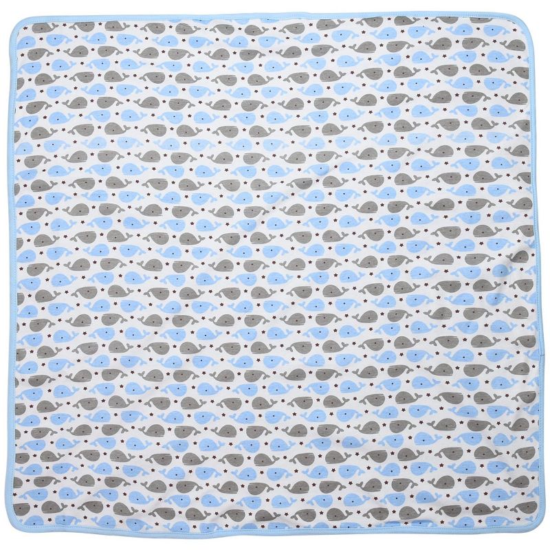 Neliblu Premium Cotton Baby Blanket Flannel with Whimsical Blue Whale Design, Blue, 1 of 4
