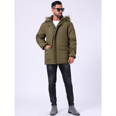 Мужские куртки INSPIRE CHIC Men's Winter Warm Coat Fleece Lined Thicken Hooded Parka Jacket X-Large Dark Green — фото 2