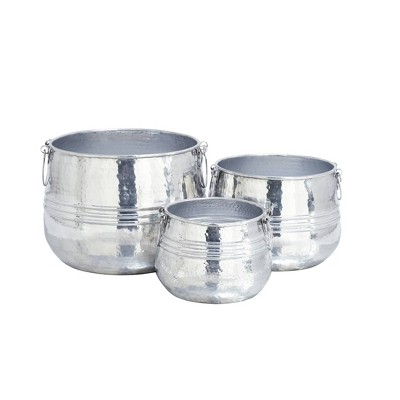 Set of 3 Contemporary Aluminum Planters with Handles - Olivia & May