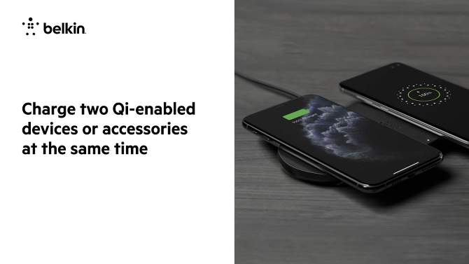 Belkin 10W Qi Dual Wireless Charging Pad - Black, 2 of 7, play video