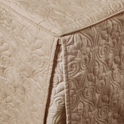 Khaki Queen Microfiber Quilted Bedspread Set with Floral Motif