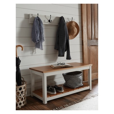 Savannah Medium Pine and White Rustic Bench