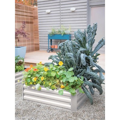 Deep Blue Corrugated Metal Outdoor Raised Garden Bed