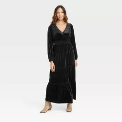 Women's Long Sleeve Velvet A-Line Dress - Knox Rose™