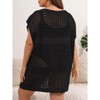 Women's Plus Size Suimsuit Cover Up Short Sleeve Hollow Out Swimwear Bathing Suit - 2 of 3
