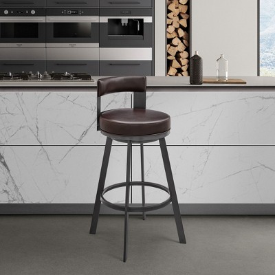 PAGED Swivel Bar Stools Faux Leather Counter Stools with Footrest, Island Chairs for Home Pub