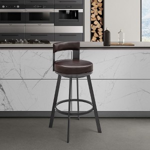 PAGED Swivel Bar Stools Faux Leather Counter Stools with Footrest, Island Chairs for Home Pub - 1 of 4