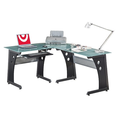 Large L Shape Desk With Frosted Glass Techni Mobili Target