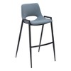 HomeRoots Set of Two 30" Blue And Black Faux Leather And Steel Low Back Bar Height Bar Chairs - 4 of 4