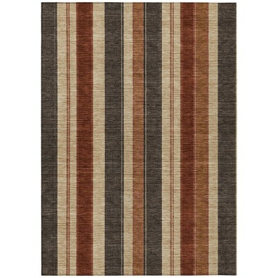 HomeRoots 3' X 5' Chocolate And Beige Striped Washable Indoor Outdoor Area Rug
