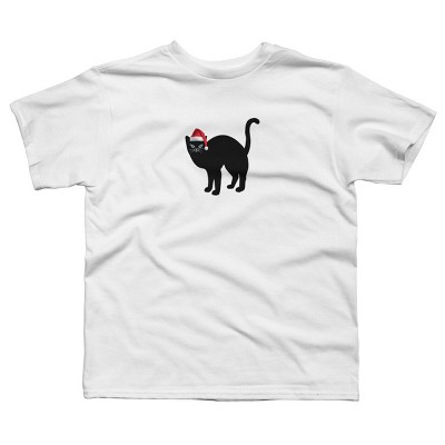 Boy's Design By Humans Christmas Cat Tshirt By Bambino T-shirt - White ...