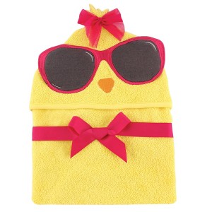Hudson Baby Infant Girl Cotton Animal Face Hooded Towel, Cool Chick, One Size - 1 of 1