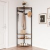 Appendiabiti ad angolo, in metallo, con 6 ganci doppii, scarpiera aperta, per corridoio, soggiorno, camera da letto, stile vintage/grigio/oro - 2 of 4