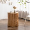 NicBex Retro Style Cylindrical Coffee Table with Vertical Texture Relief Design,Wooden Side Tables,Center Table for Living Room - 2 of 4