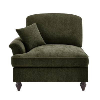 Vynxaria Modern Chenille Sofa Green, W/1 Pillow, Detachable Ruffle Skirts, Multi-Module Configurable, Curved Petal Armrests