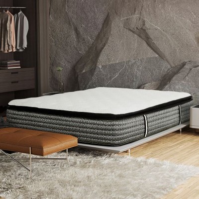MAXZZZ  Premium 14 in. Pocket Coil Hybrid Mattress, Queen, Plush Gel Memory Foam Mattress in White/Gray