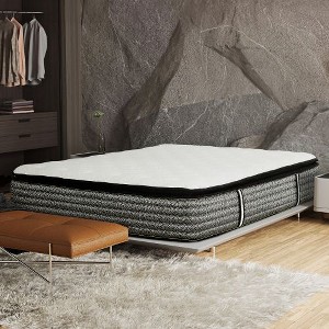 MAXZZZ  Premium 14 in. Pocket Coil Hybrid Mattress, Queen, Plush Gel Memory Foam Mattress in White/Gray - 1 of 4