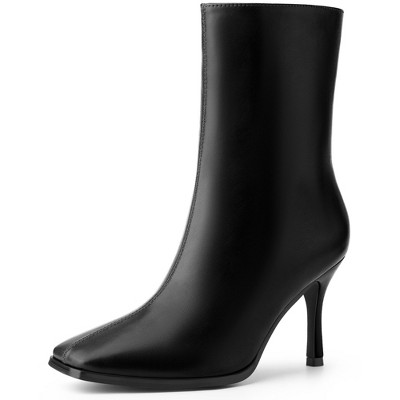 BLISSFUL STEP Women's Stiletto High Heel Square Toe Side Zip Ankle Boots