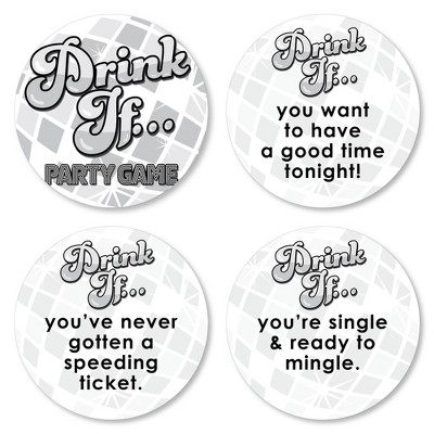 Big Dot of Happiness Drink If Game - Disco Ball - Groovy Hippie Party Game - 24 Count