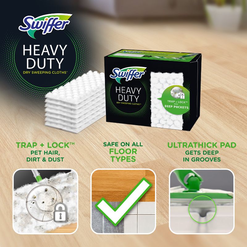 Swiffer Sweeper Heavy Duty Multi-Surface Dry Cloth Refills for Floor Sweeping and Cleaning - Unscented - 32ct, 4 of 15