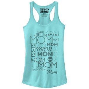 Juniors Womens CHIN UP Mom Mom Mom Racerback Tank Top - 1 of 3