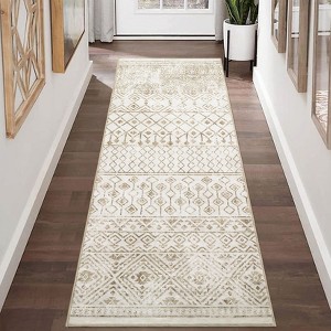 Boho Moroccan Area Rug  Machine Washable Non Slip Bedroom Rug Non Shedding Throw Soft Indoor Carpet - 1 of 4