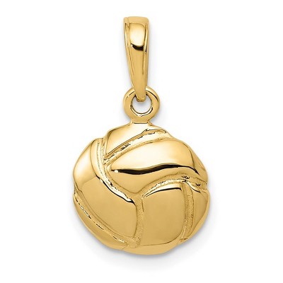 Black Bow Jewelry 14k Yellow Gold Volleyball Pendant, 11mm