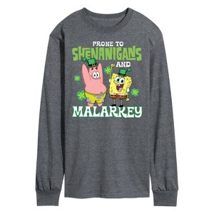 Men's - SpongeBob Squarepants - Prone To Shenanigans And Malarkey Long Sleeve Graphic T-Shirt - 1 of 4