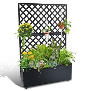 71"x47"x12" Raised Garden Bed with Trellis Privacy Screen & Drainage Holes - 1 of 4