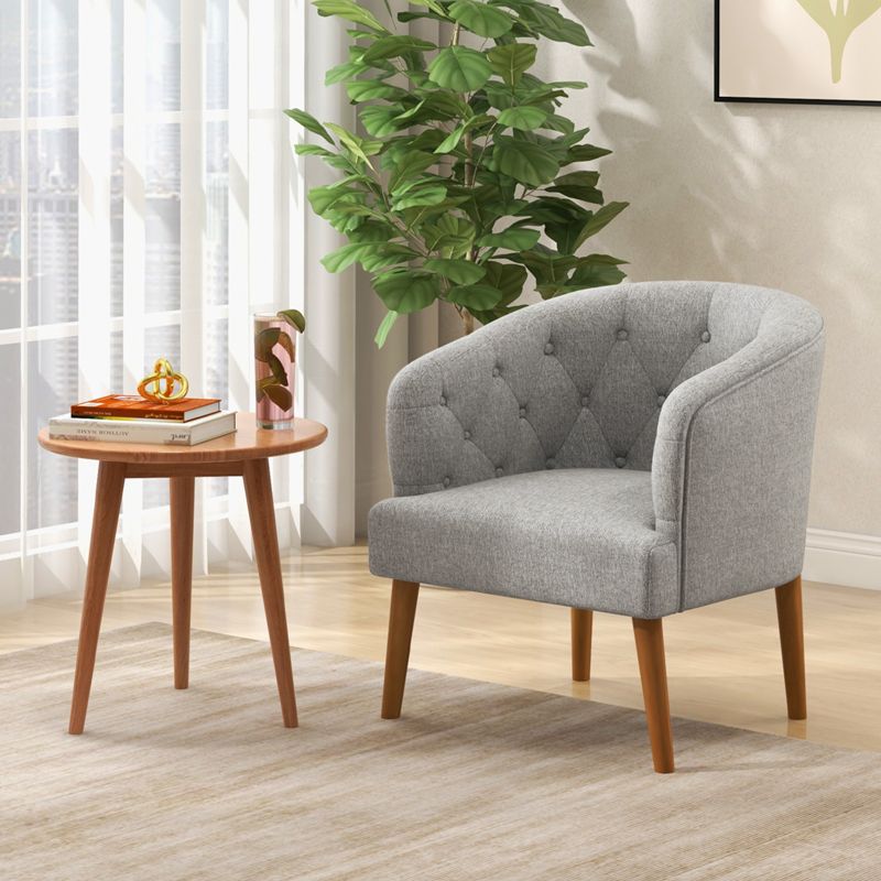 Costway Upholstered Accent Chair Comfy Club Armchair Single Sofa with Rubber Wood Legs, 2 of 9