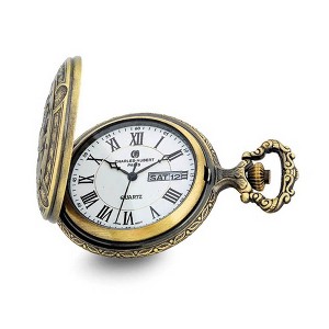 Black Bow Jewelry Charles Hubert 2-tone Antique Finish 3 Horses Pocket Watch - 1 of 4