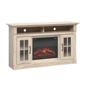 Sauder Media Fireplace Credenza TV Stand for TVs up to 65" Chalk Oak: Coastal Style, Smooth Finish, Adjustable Storage - 1 of 4