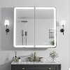 FAMYYT 32 in. W x 30 in. H Rectangular Iron Medicine Cabinet with Mirror, Dimmable RGB Flowing Lights, Defogger, Outlet & USB - 2 of 4
