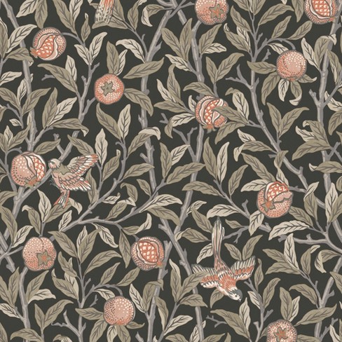 William Morris at Home Bird & Pomegranate Charcoal Wallpaper