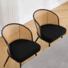 Bekrvio Rattan Dining Chairs - Cane Back & Curved Arm,Boucle Fabric Upholstered, Mid Century Modern Kitchen Chairs for Living Room - 4 of 4