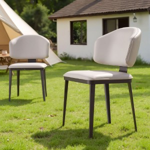 Luck Live Modern Patio Dining Chairs 2-Piece Outdoor Dining Armless Chairs Set,Off-white/Metal, which is suitable for multiple scenarios. - 1 of 4