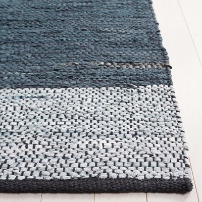 Gray Cotton and Cowhide 8' x 10' Handmade Reversible Area Rug