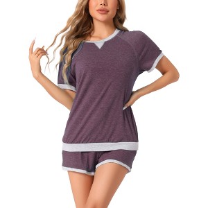 cheibear Women's Short Sleeve Sleepwear with Pockets Casual Short Pajama Sets 2 Pcs - 1 of 4